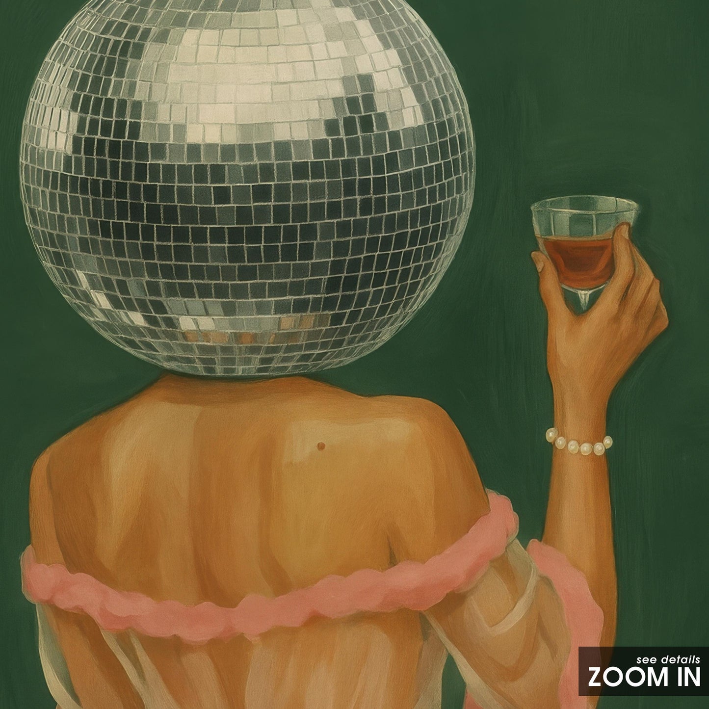 Disco Ball Art Print – Surreal Wall Decor With Glam Girl & Retro Party Vibe