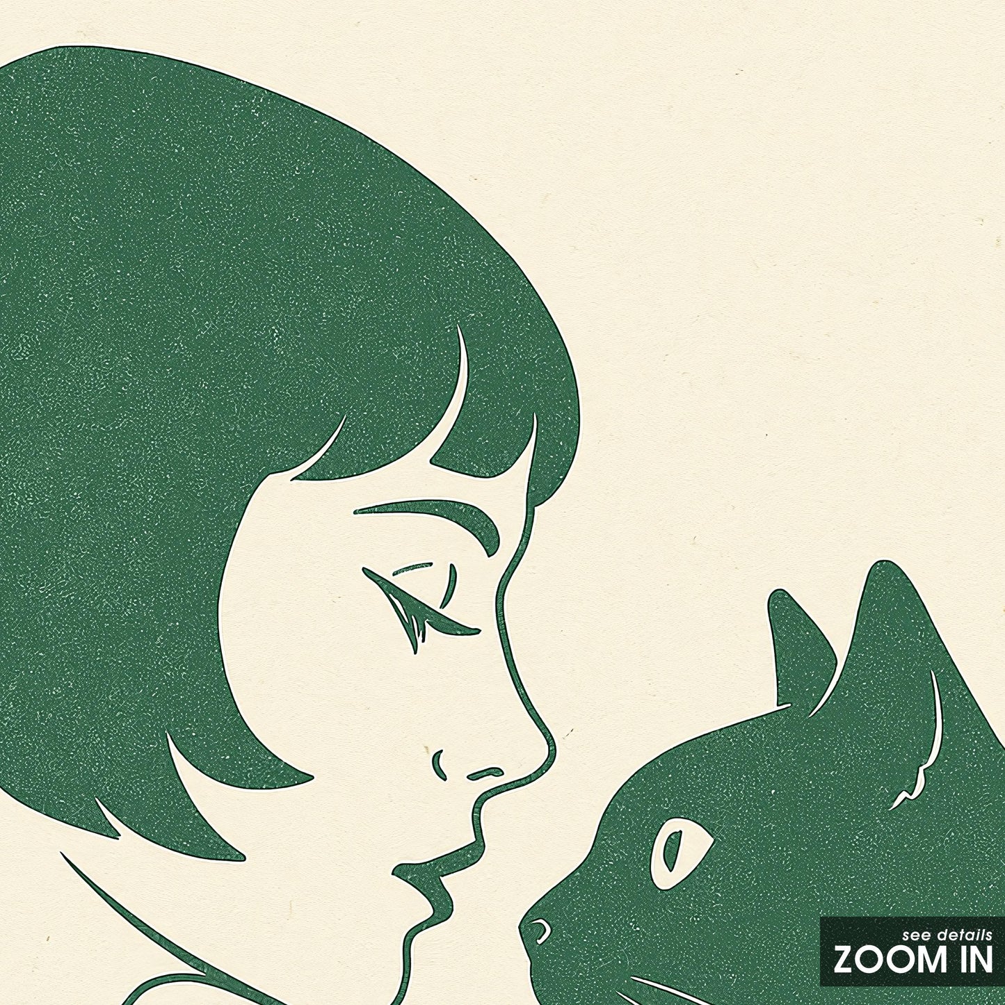 Woman and Cat Minimalist Poster – Emotional Line Art Print, Cozy Neutral Wall Decor