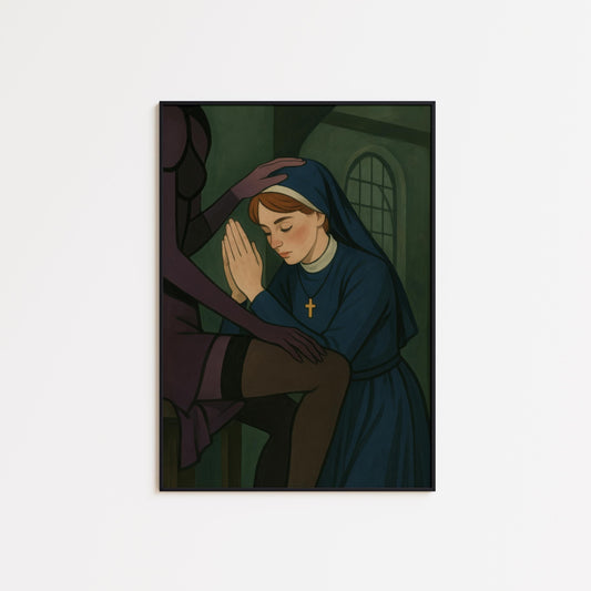 Provocative Gothic Art – Nun Femme Fatale Print | Moody Alternative Wall Decor