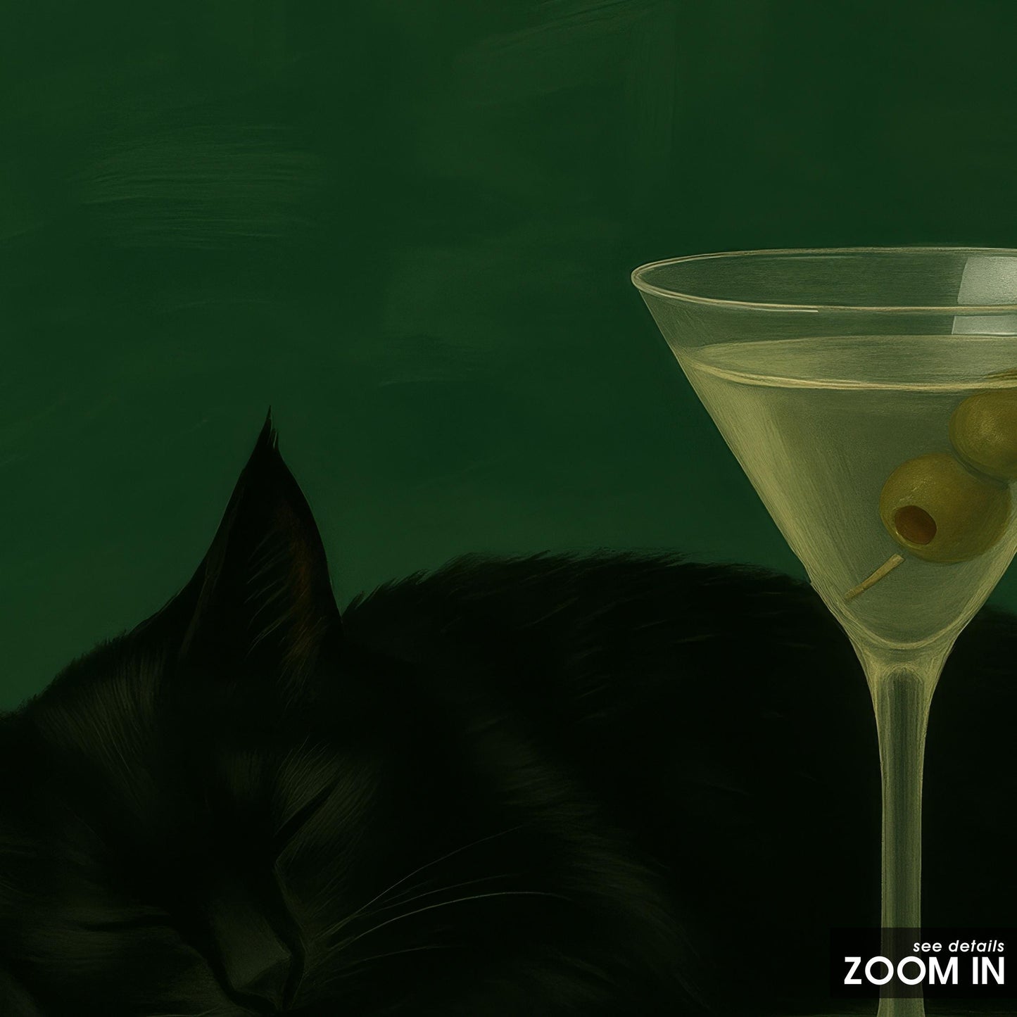 Black Cat Martini Poster – Retro Bar Wall Art With Playful Elegance Print