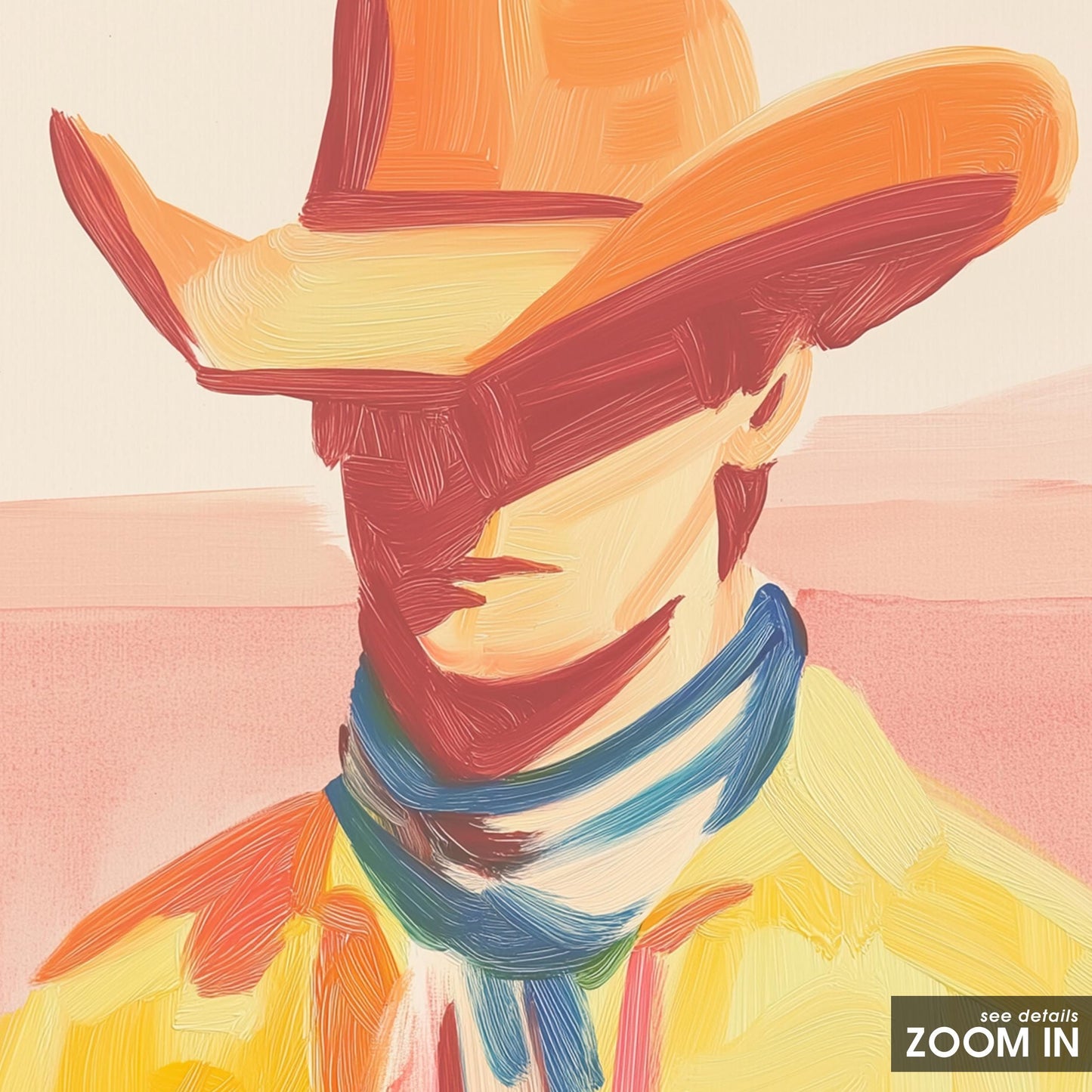 Colorful Cowboy Portrait – Western Abstract Wall Art
