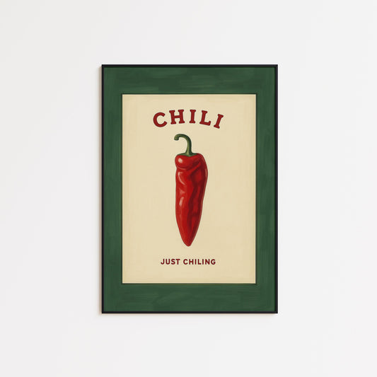Vintage Kitchen Poster – Retro Wall Art Featuring Chili Pepper Print