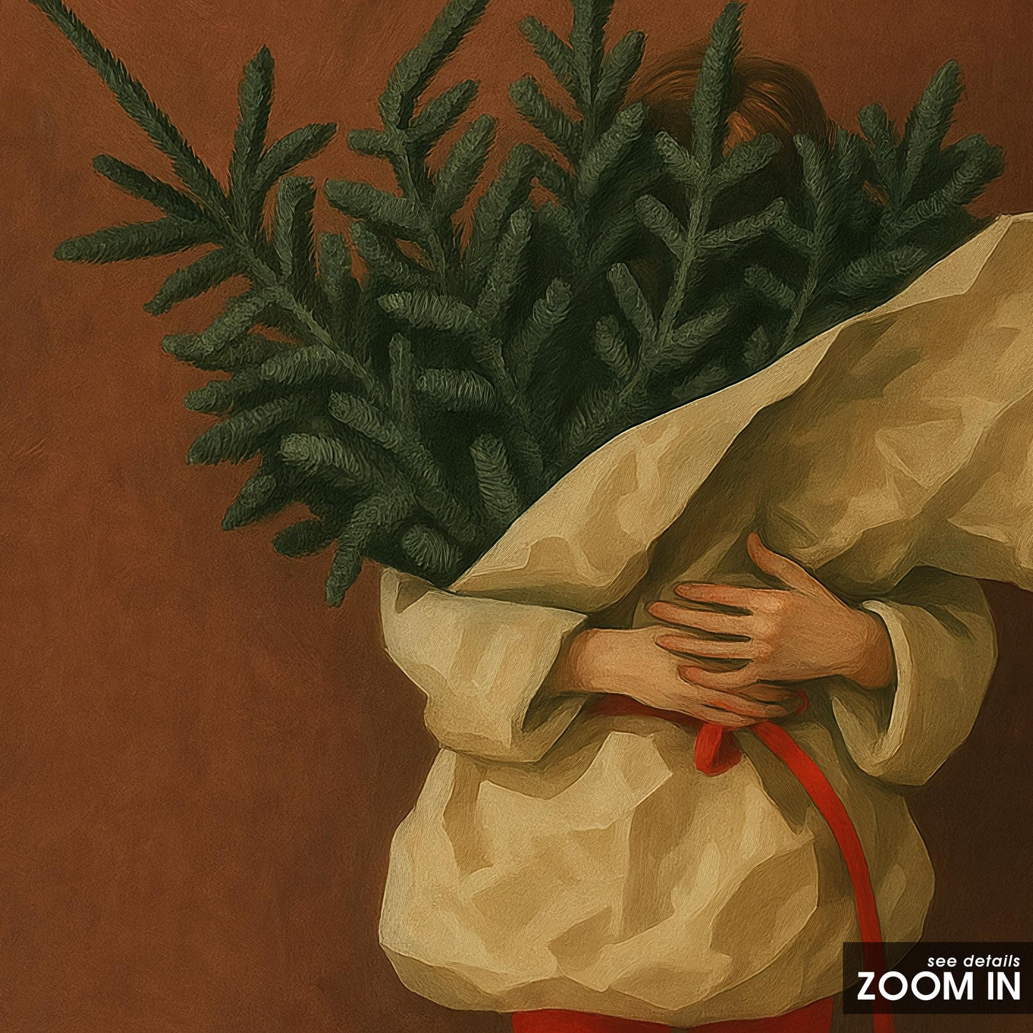 Christmas Tree Poster – Minimalist Holiday Wall Art With Woman Carrying Tree