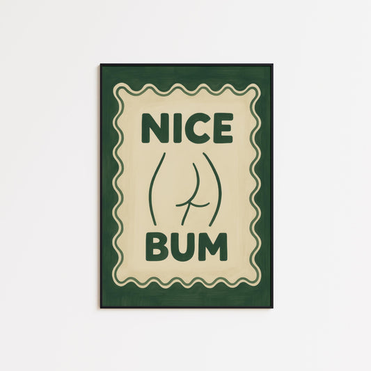 Retro Bathroom Wall Art – Playful Vintage Poster With Bold Typography & Wavy Frame