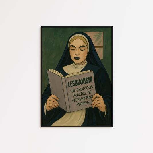 Feminist Nun Poster – Bold Queer Wall Art | Retro Religious Satire Print