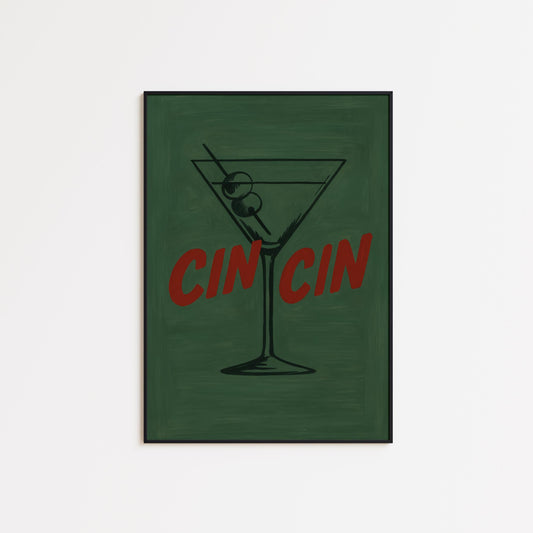 Retro Cocktail Poster – Martini Glass Art With Bold Typography Print