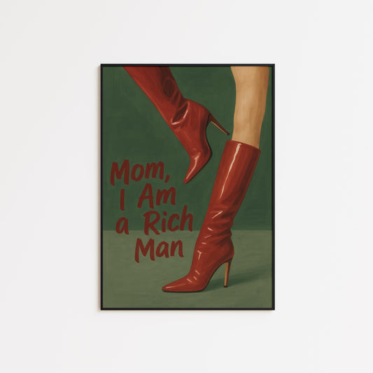 Feminist Quote Poster – Empowering Wall Art With Red Boots Artwork & Bold Statement Decor