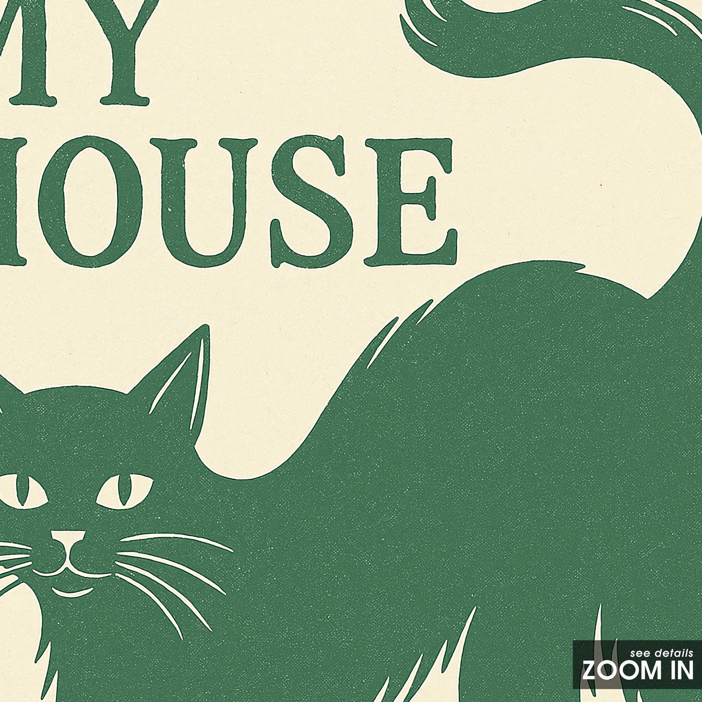 Funny Cat Poster – Retro Home Decor With Bold Typography & Green Line Print