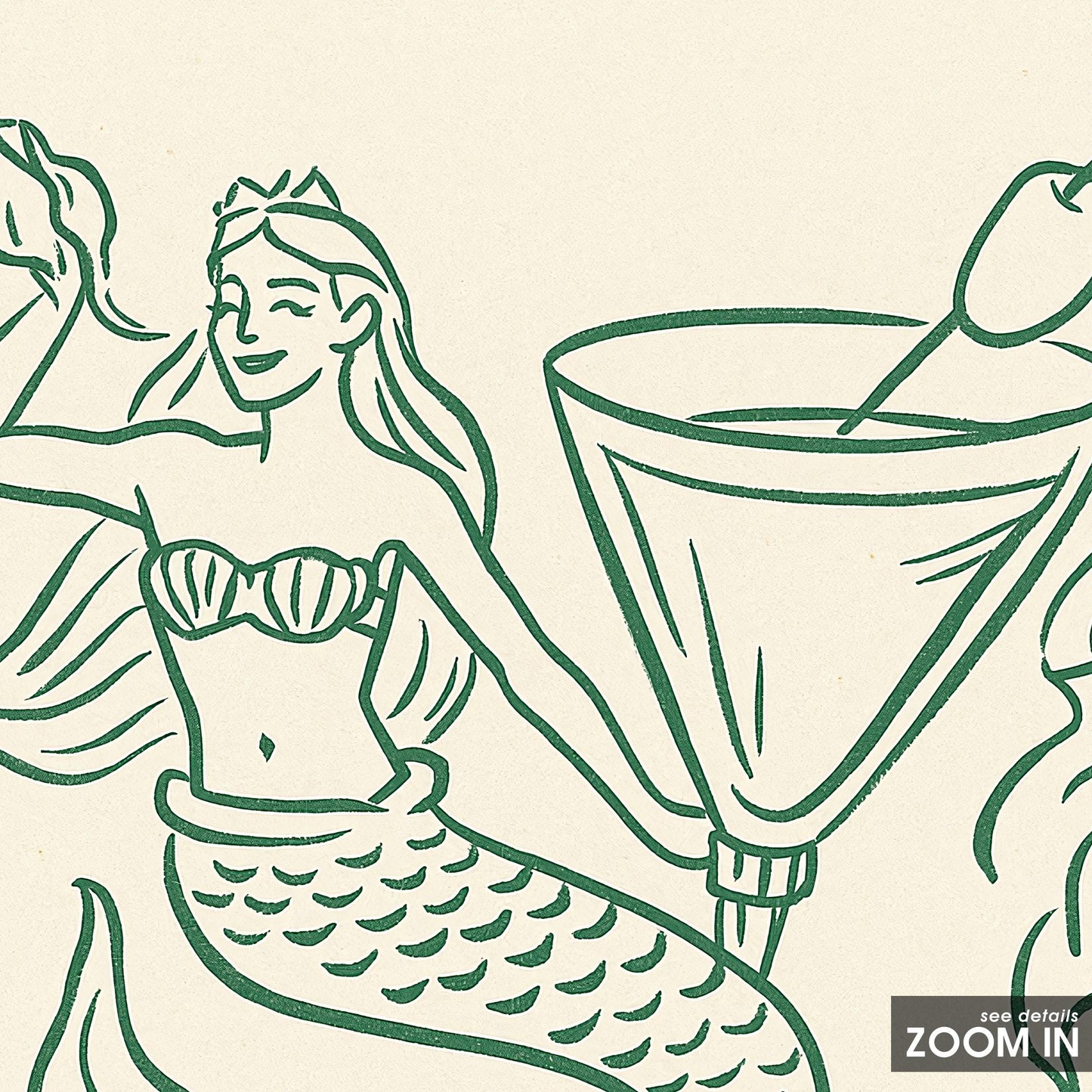 Mermaid Martini Poster – Retro Cocktail Bar Wall Art