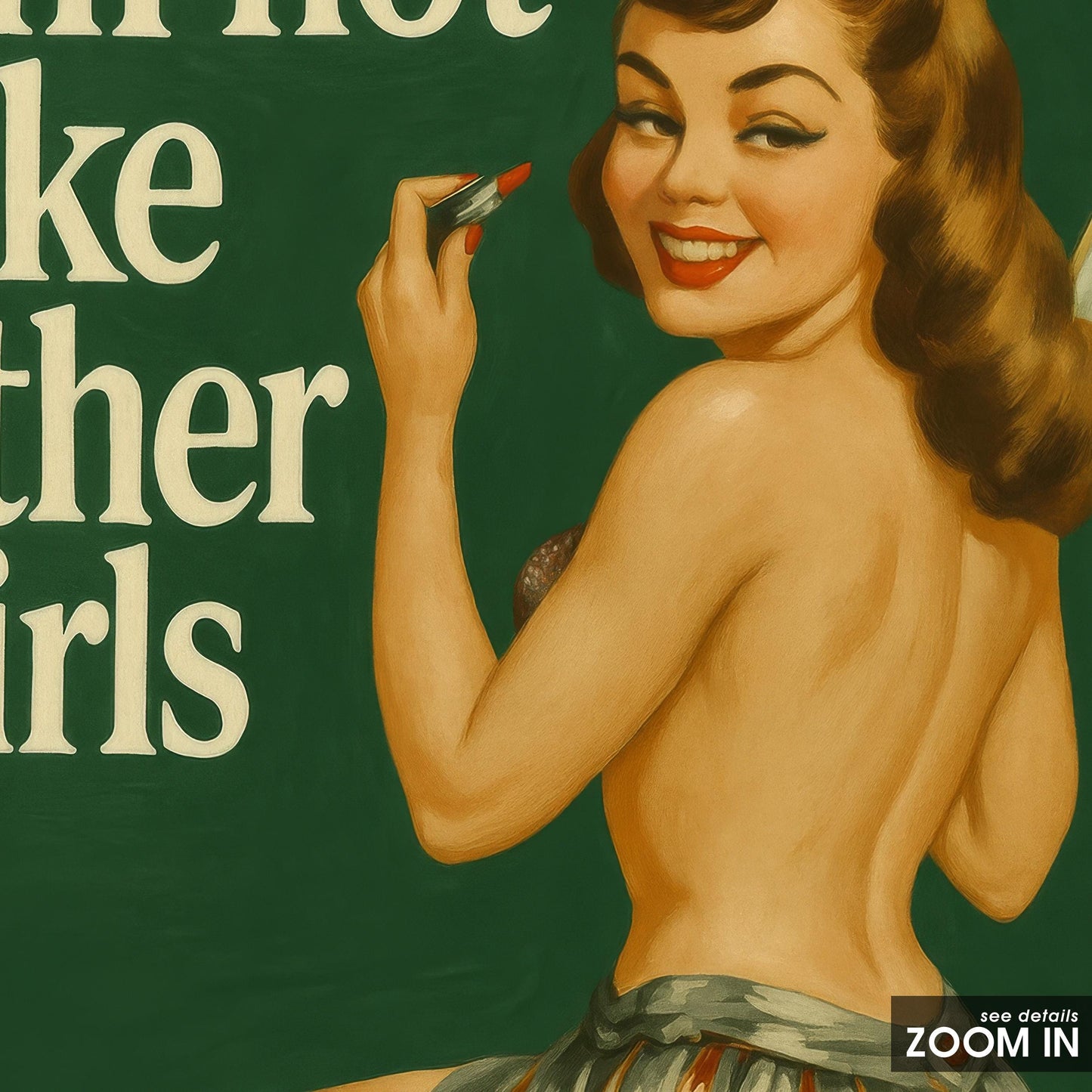 Funny Pin-Up Poster – Retro Wall Art With Bold Feminist Quote Print, Green Background Decor