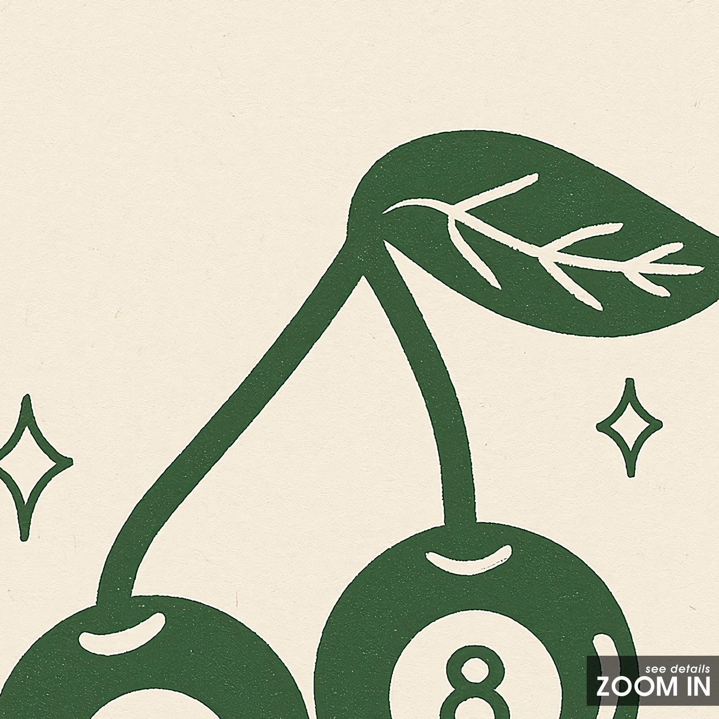 Lucky You Poster – Retro Cherry 8 Ball Minimal Line Art Print