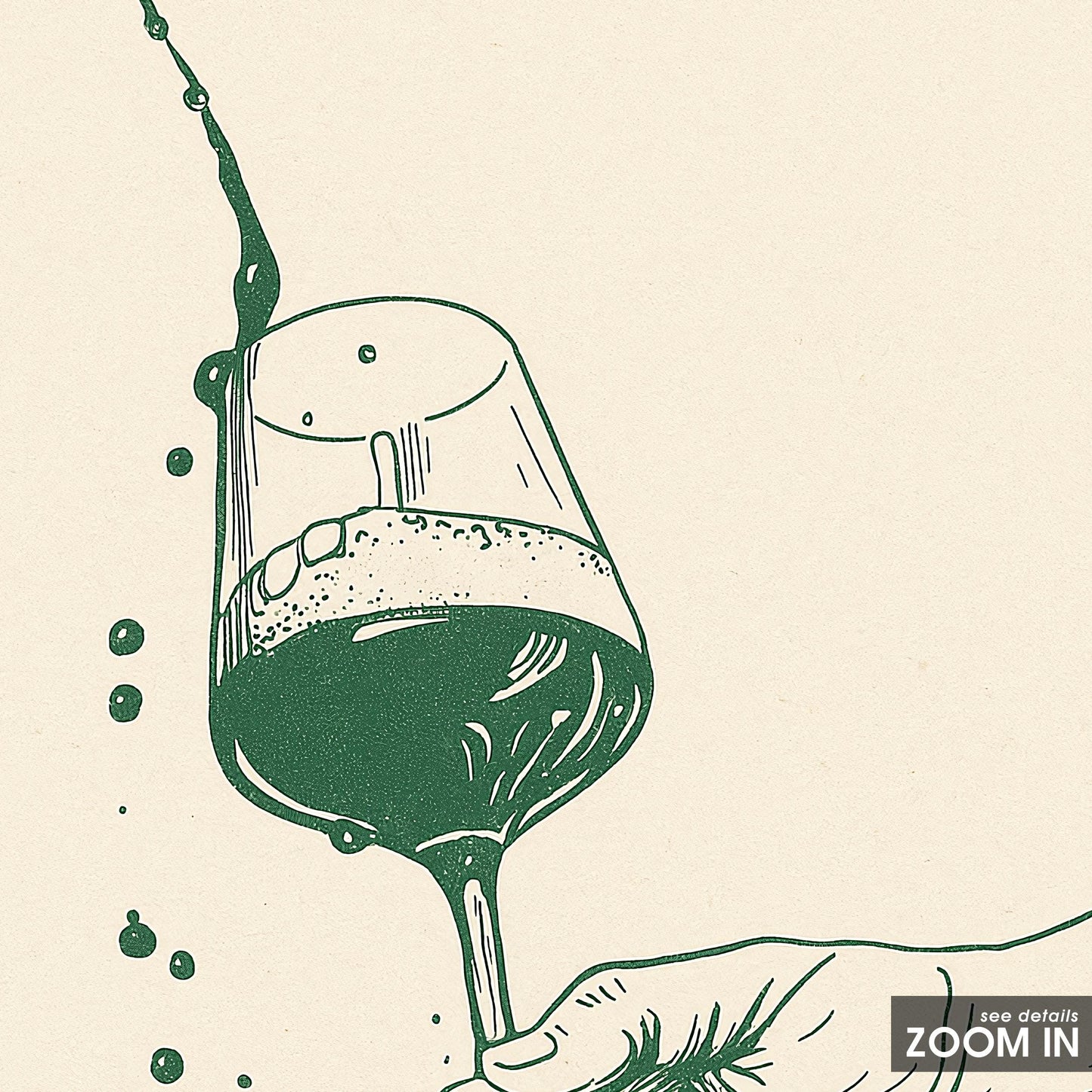 Wine Spill Poster – Minimal Line Art of a Wine Glass