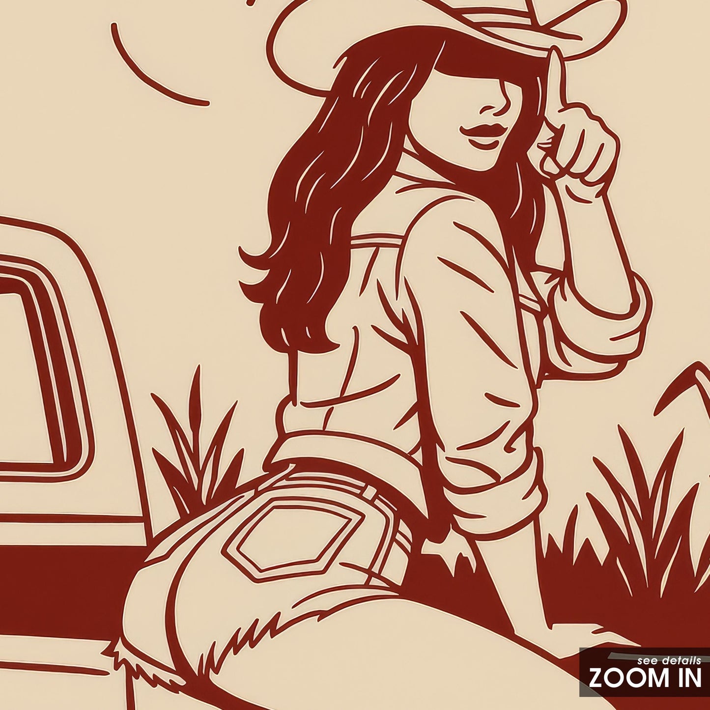 Free the Rip Poster – Sexy Cowgirl with Truck Wall Art