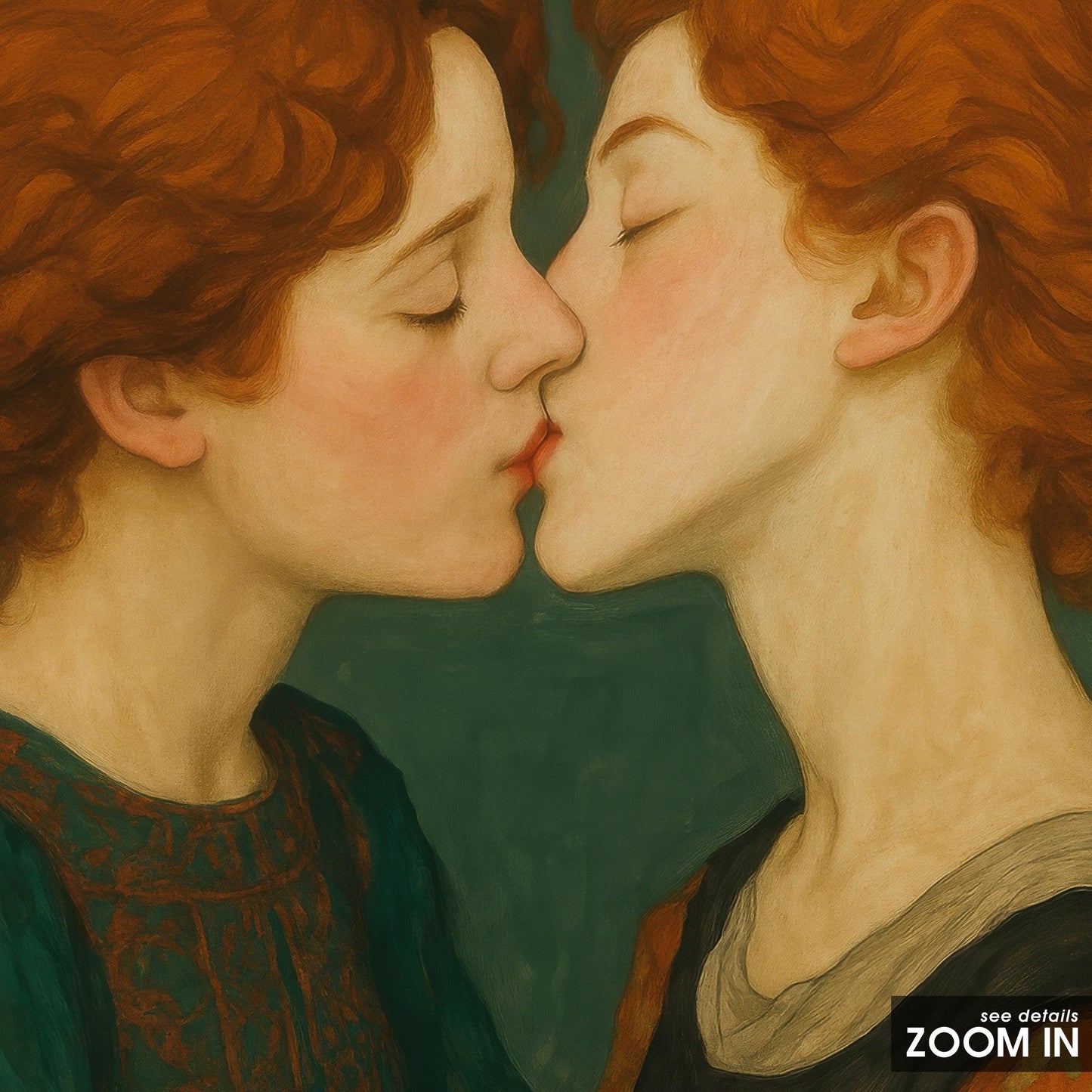 Lesbian Lovers Kiss – Queer Art Print | Romantic Vintage Love Poster