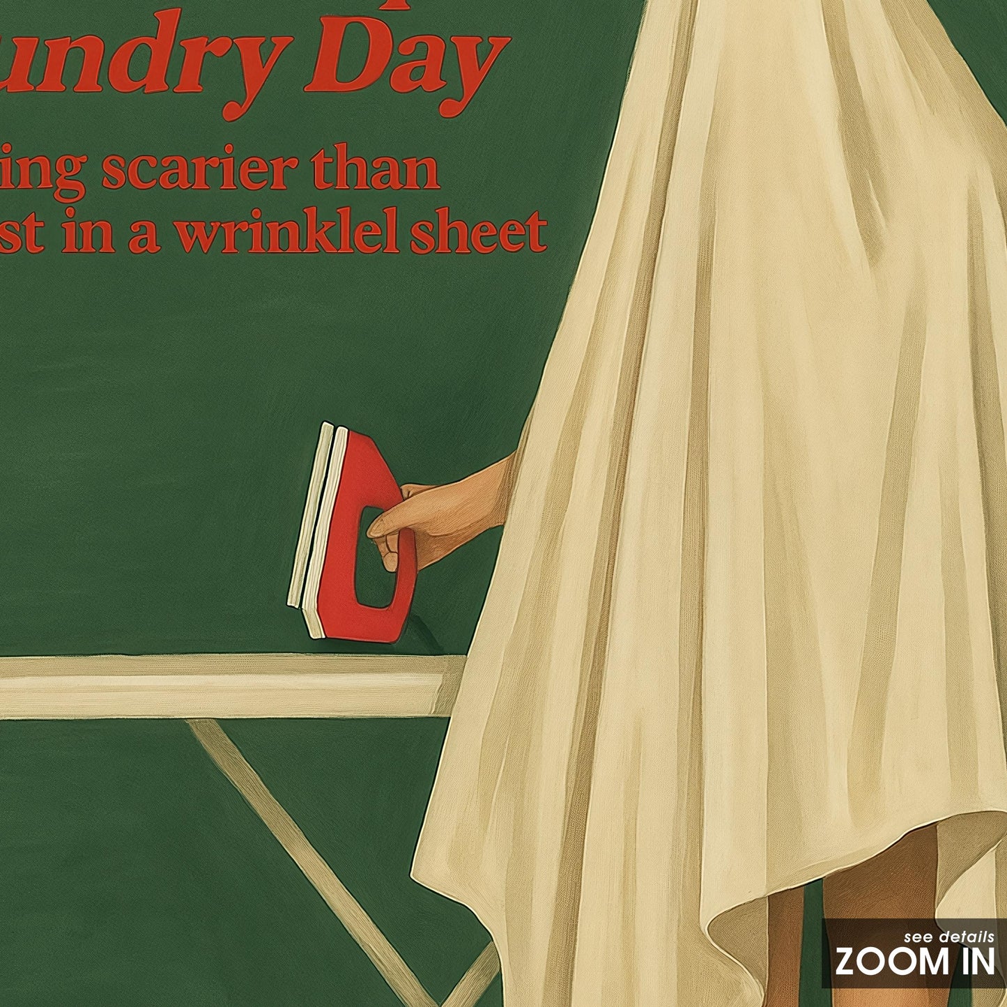 Laundry Day Poster – Quirky Retro Humor Print With Ghost In Sheet Art