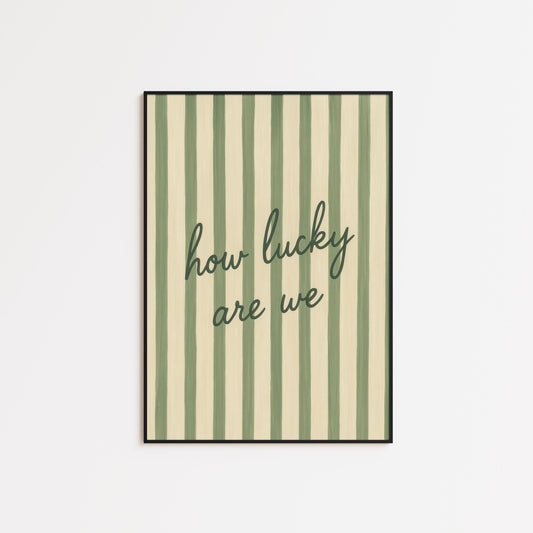 Romantic Quote Poster – Green Striped Print With Elegant Script Art