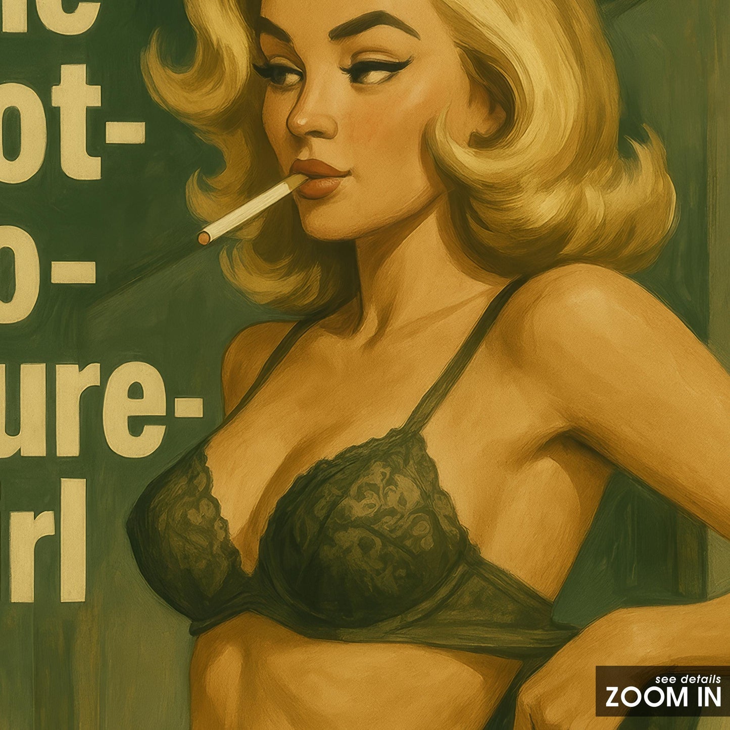 Queer Pulp Pin-Up Vintage Erotica Art – Bold Femme Fatale Poster on Semi-Glossy Paper