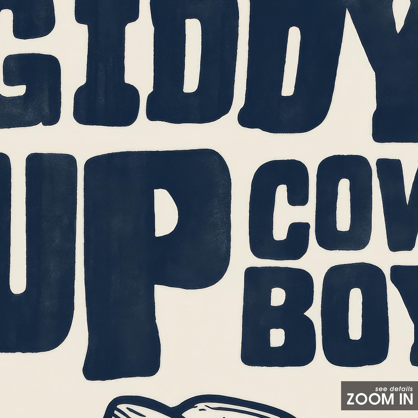 Giddy Up Cowboy Poster – Western Hat Print in Navy Blue
