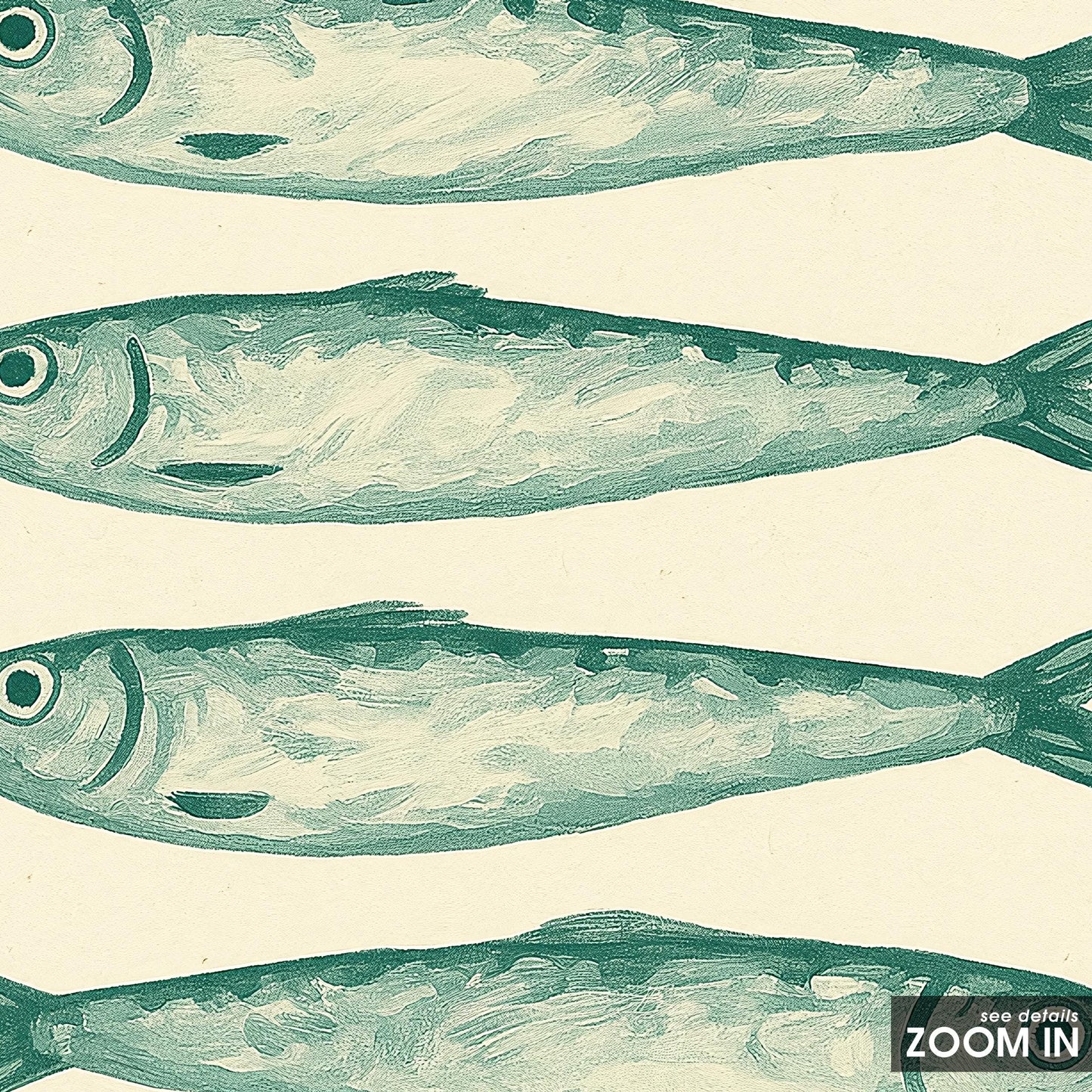 Mediterranean Kitchen Wall Art – Coastal Vintage Sardine Poster | Olive Green Print