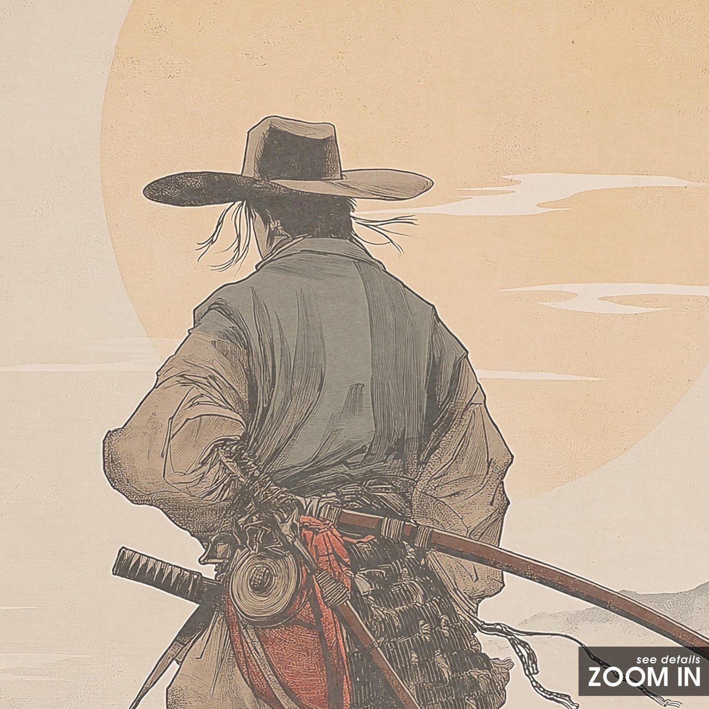 Samurai Cowboy Poster – Lone Wanderer Sunset Art Print
