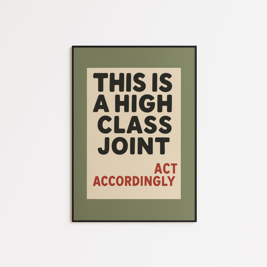 Retro Funny Poster – Olive Green Wall Art | Bold Midcentury Style Print