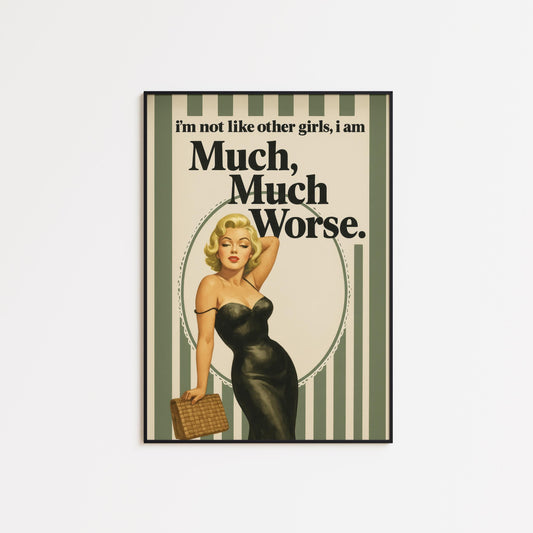 Retro Pin-Up Poster – Feminist Wall Art With Dark Humor Quote & Vintage Glam