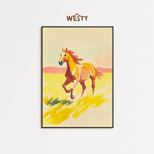 Wild Mustard Horse – Western Abstract Equine Poster