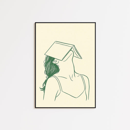 Book Rest Poster – Minimal Line Art Woman Print, Femmaura Bold Series