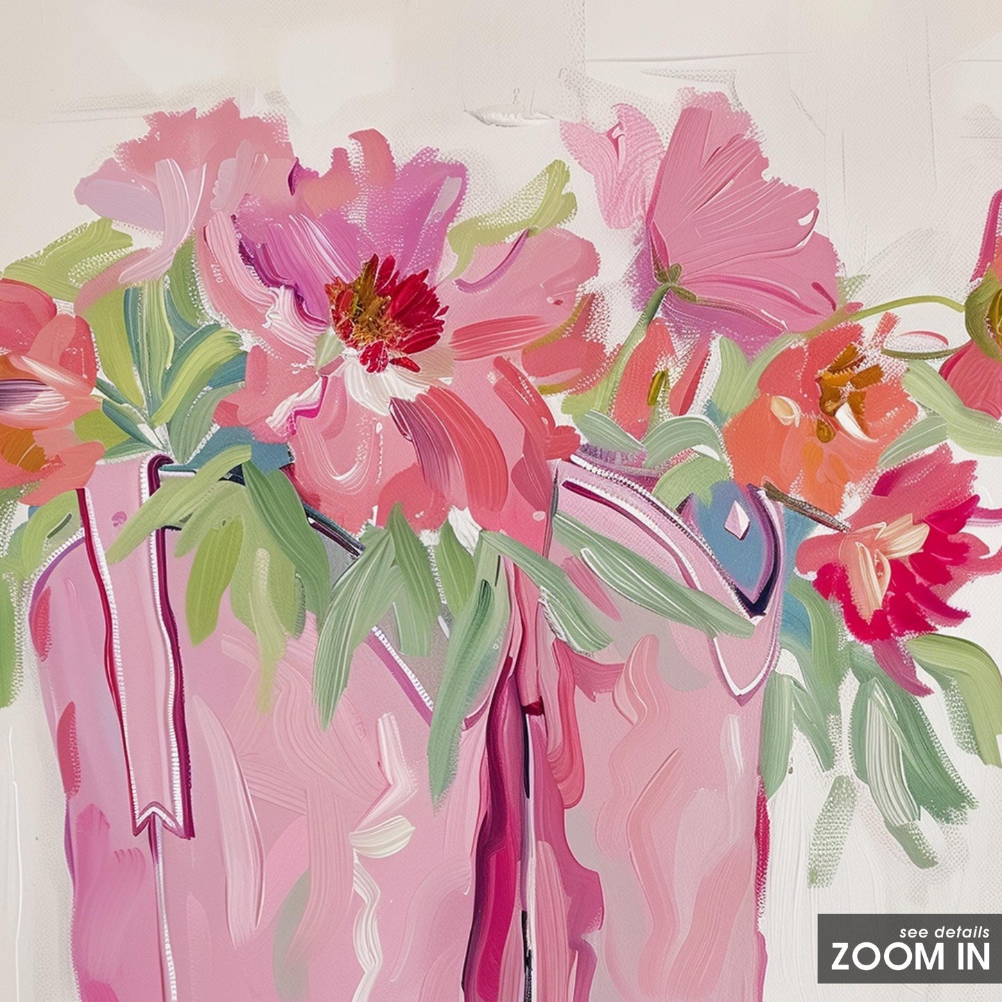 Pink Cowgirl Boots with Flowers – Feminine Western Wall Art Print