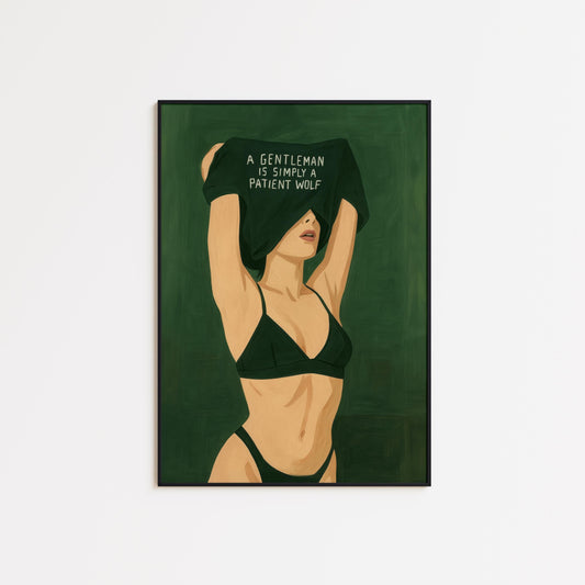 Gentleman Wolf Art – Retro Woman Print | Sexy Quote & Bold Wall Decor