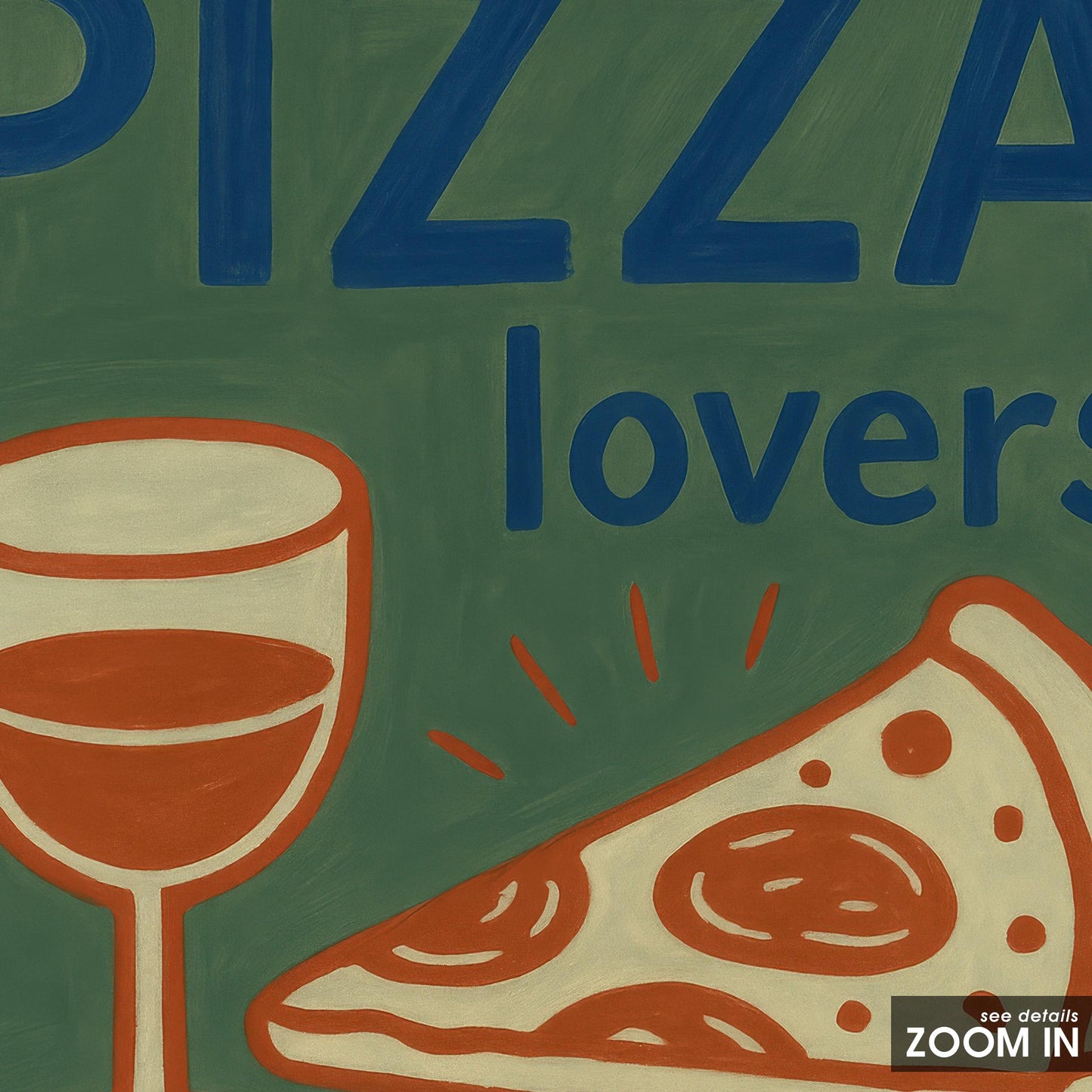 Pizza Lovers Poster – Retro Kitchen Art | Funny Pizza Wine Wall Art Print