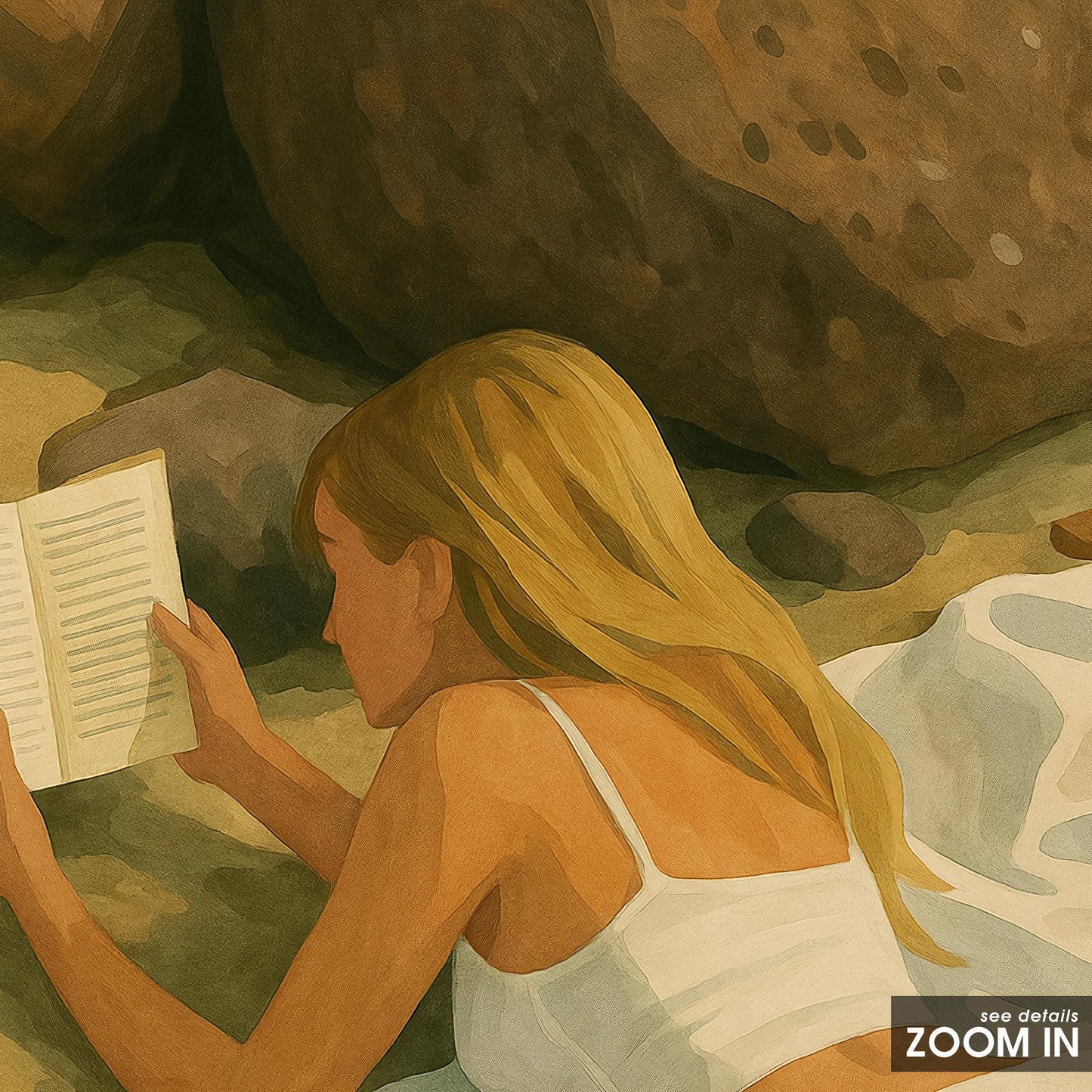 Beach Reading Poster – Retro Summer Wall Art | Feminine Cozy Decor