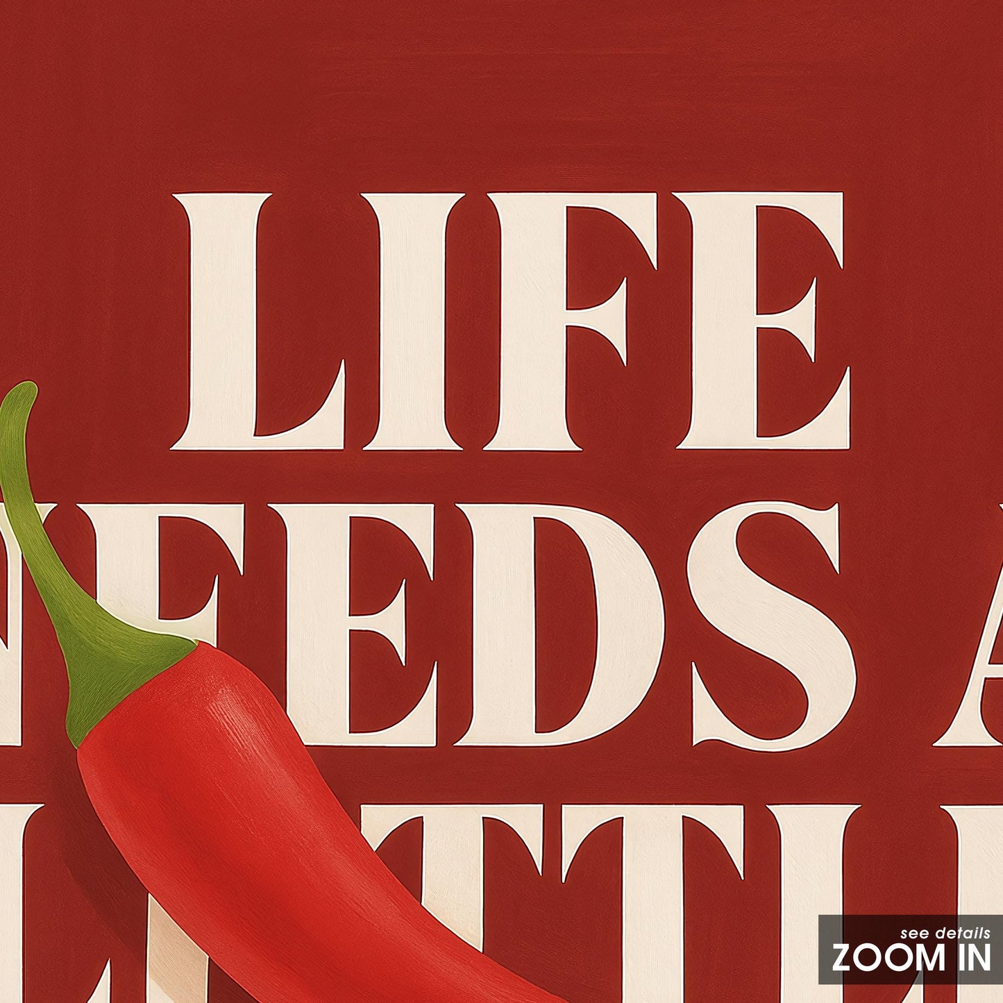 Retro Kitchen Poster – Bold Red Wall Art With Spicy Chili Pepper Design