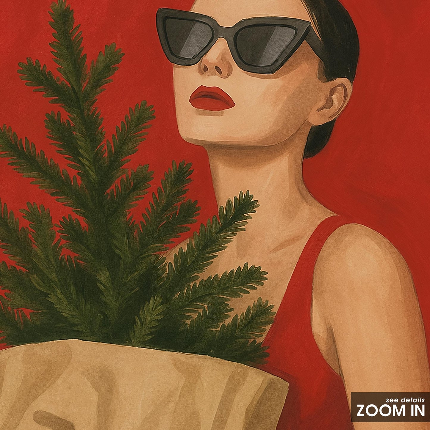 Christmas Tree Poster – Chic Red Dress Wall Art | Modern Festive Decor