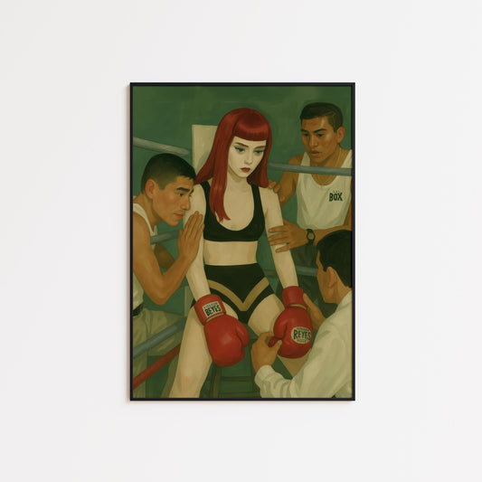 Female Boxer Wall Art – Vintage Boxing Print With Strong Woman Poster