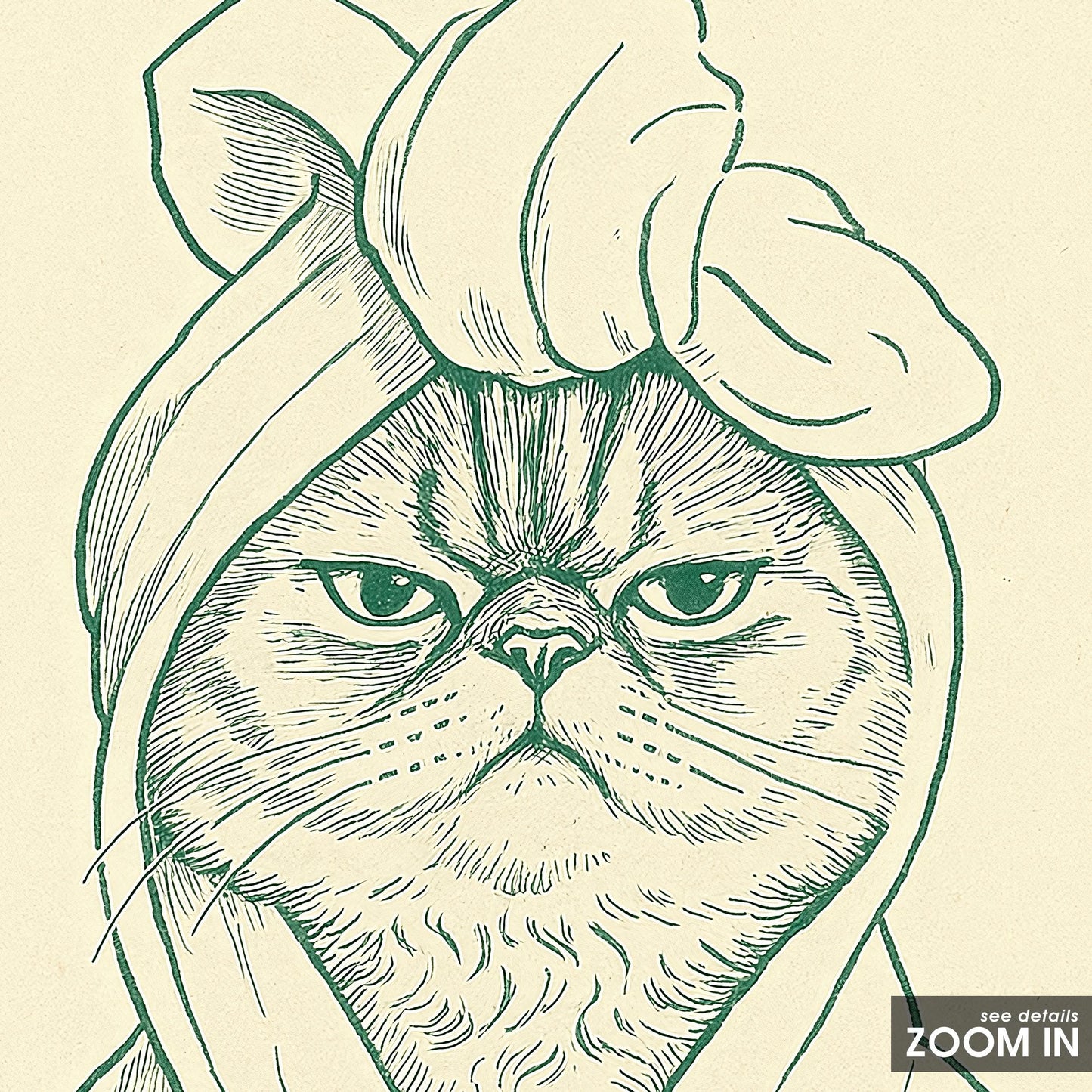 Grumpy Cat in Towel Poster – Funny Bathroom Wall Art