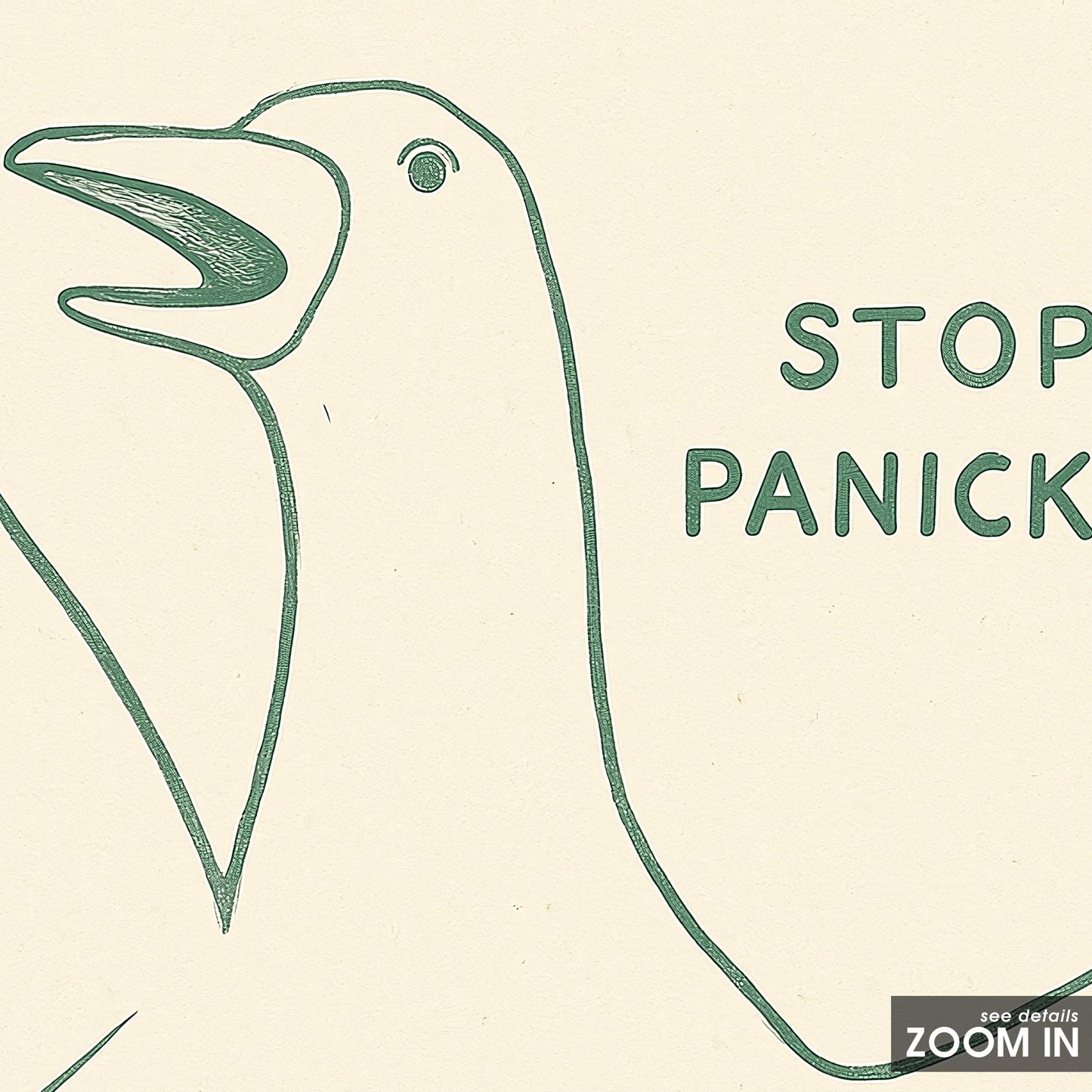 Funny Duck Poster – Stop Panicking Wall Art, Minimal Line Animal Print