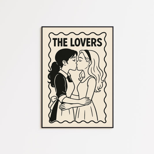 Sapphic Tarot Art Print – Bold Lesbian Love Wins Vintage Style Poster