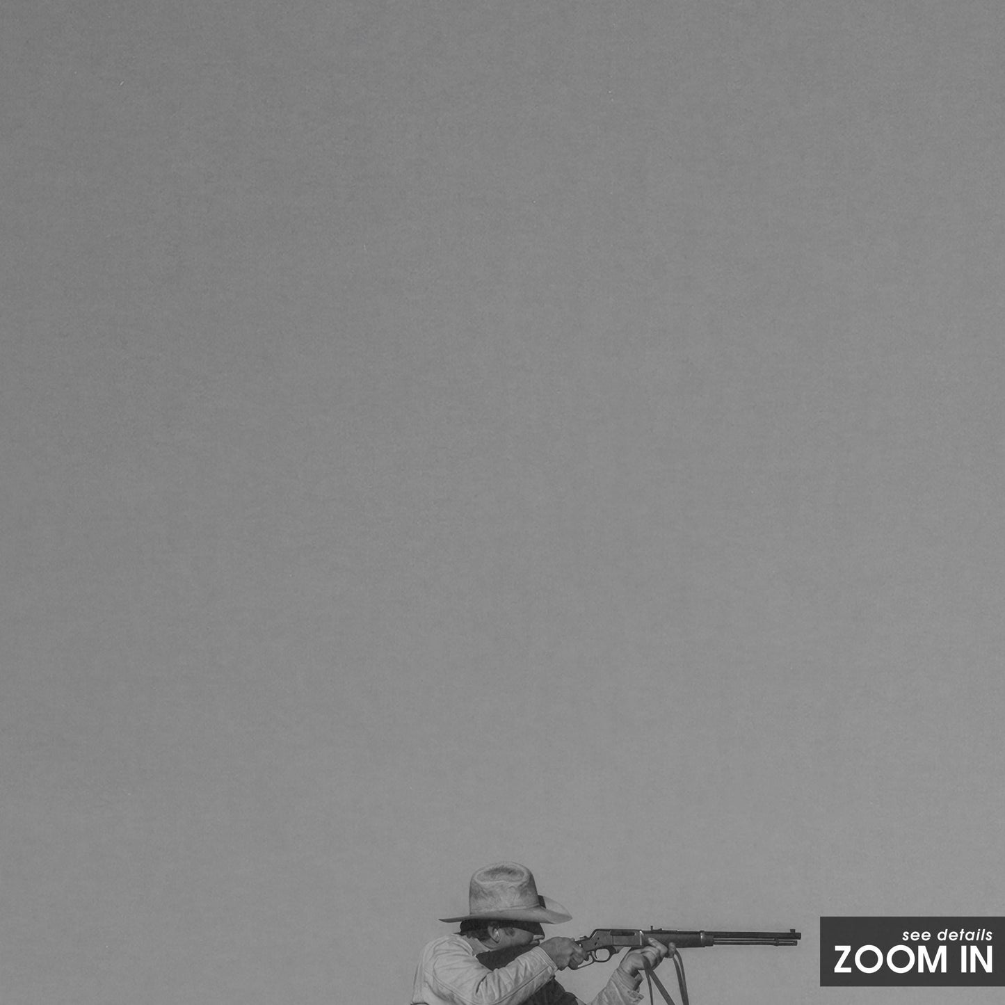 Lone Cowboy with Spyglass – Minimalist Black and White Western Poster