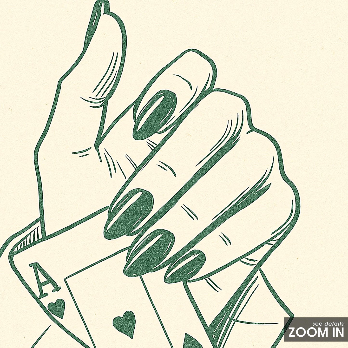 Ace in Hand Poster – Minimal Line Art Woman Print, Femmaura Bold Series