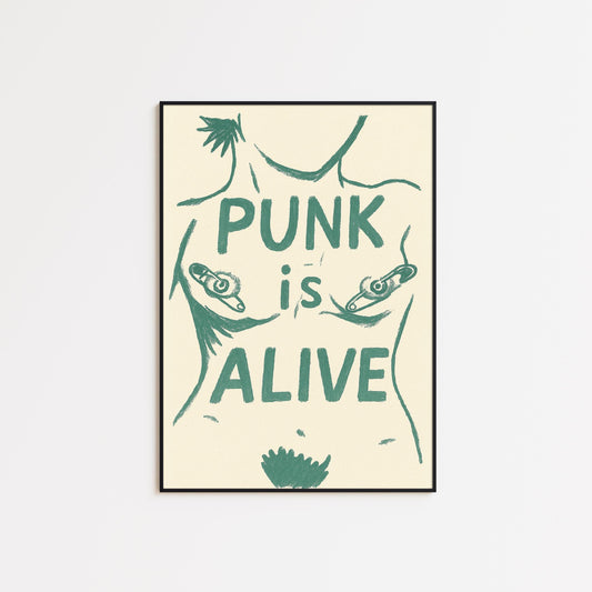 Punk Is Alive Poster – Bold Minimal Line Art Print, Edgy Feminist Wall Decor