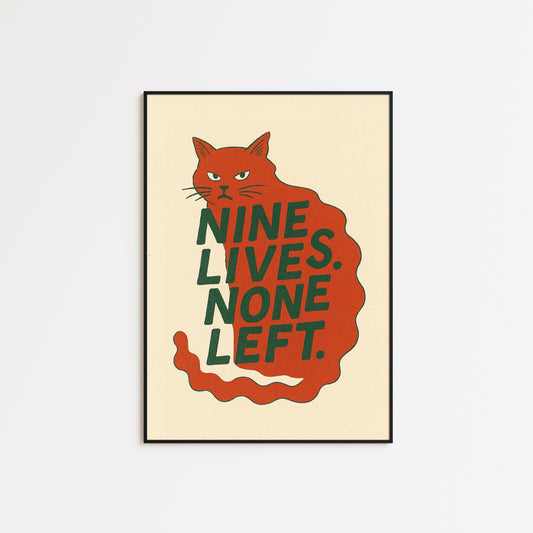 Cat Wall Art – Vintage Red Silhouette With Funny Sarcastic Wall Print