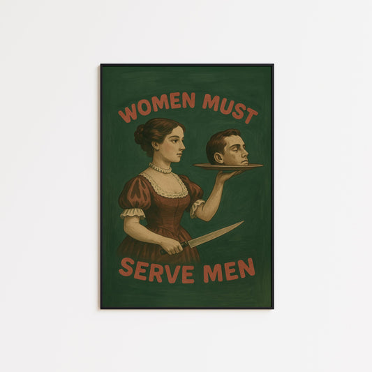Feminist Dark Humor Poster – Vintage Feminist Art | Bold Satire Print Wall Art