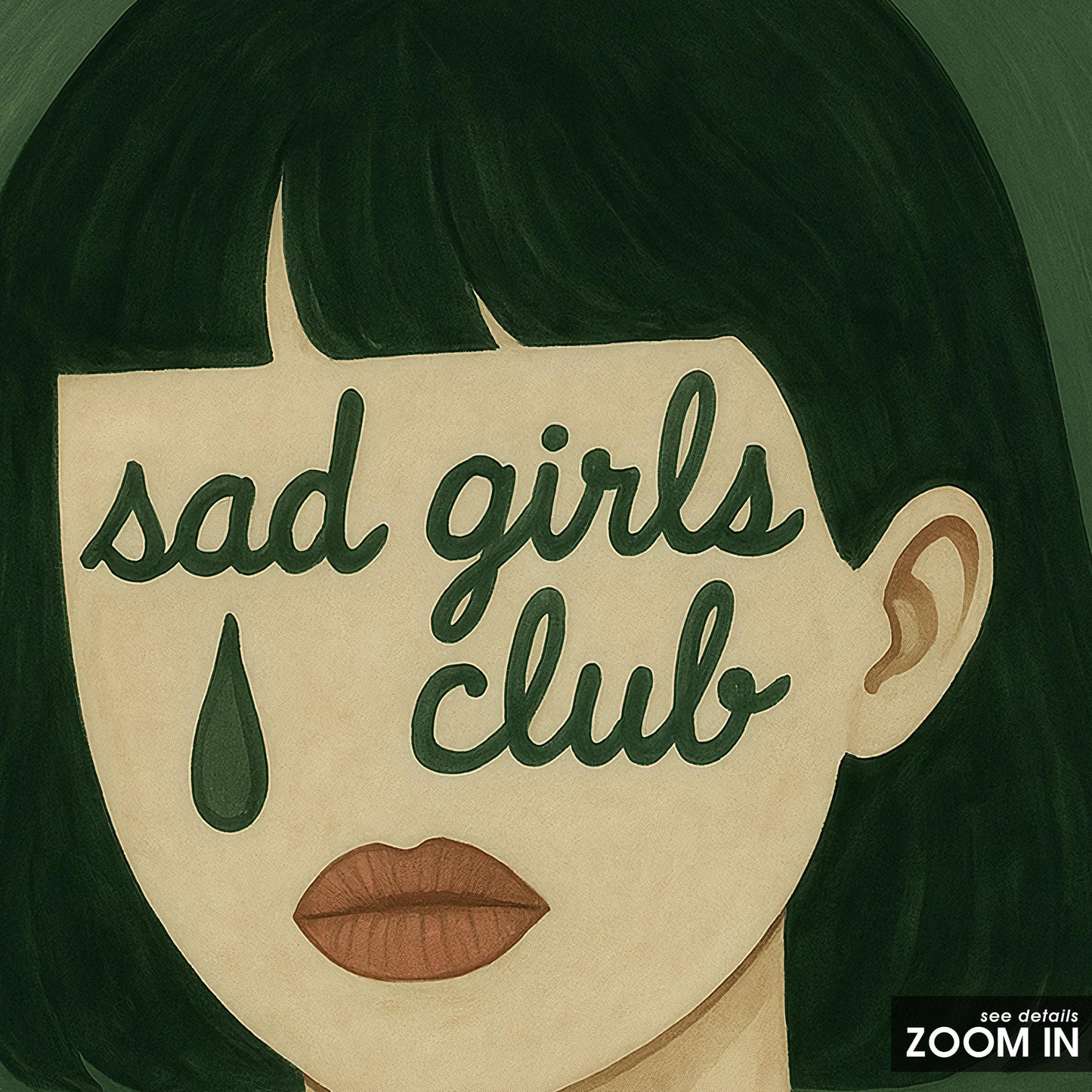 Sad Girls Club Poster – Moody Feminist Retro Wall Art With Vintage Illustration Style
