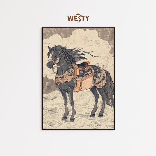 Samurai Horse Poster – Wind Spirit Warhorse Art Print