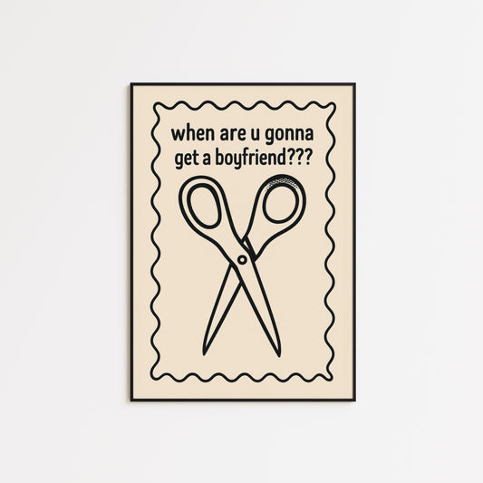 Lesbian Humor Poster – Funny Queer Wall Art With Scissor Illustration & Bold Pride Decor