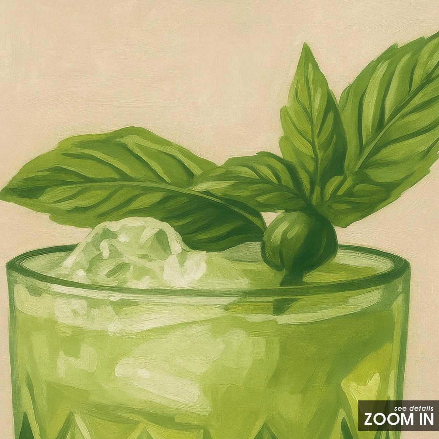 Green Cocktail Art Print – Fresh Mojito Wall Decor | Retro Mixology Poster