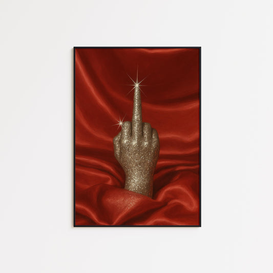 Bold Feminine Wall Art – Glitter Gold Feminist Attitude Poster | Sassy Statement Decor