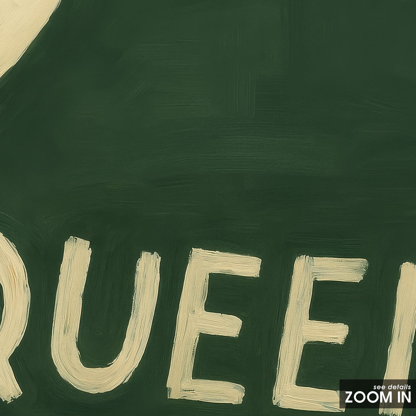 Queen Typography Art – Bold Wall Print With Heart Accent & Feminist Style