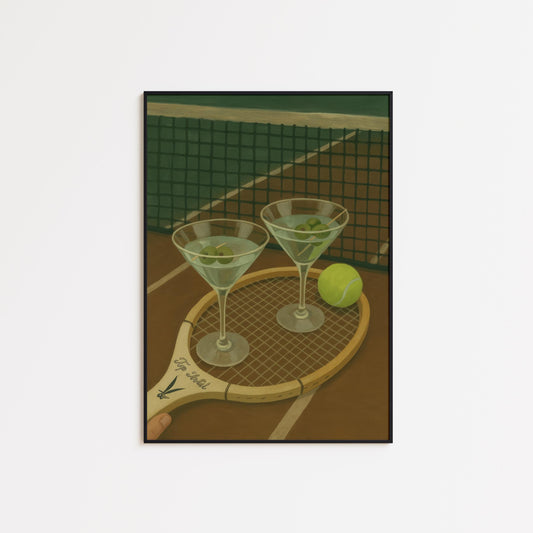Tennis Martini Poster – Retro Sport Art | Vintage Cocktail Print Wall Decor